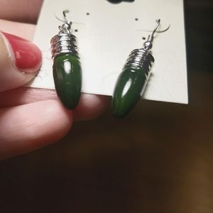 Dark green christmas light earring